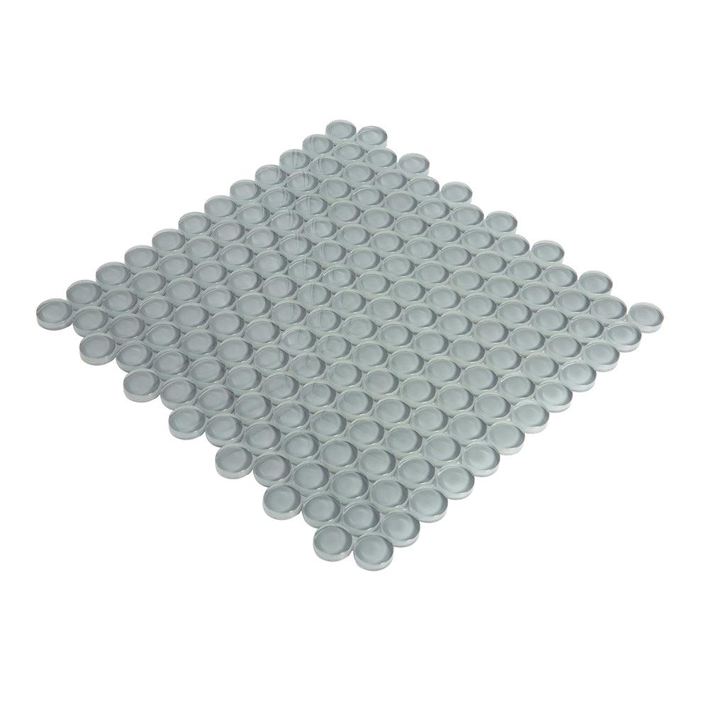 Chic Gray Penny Round Glass Tile | Tile Club