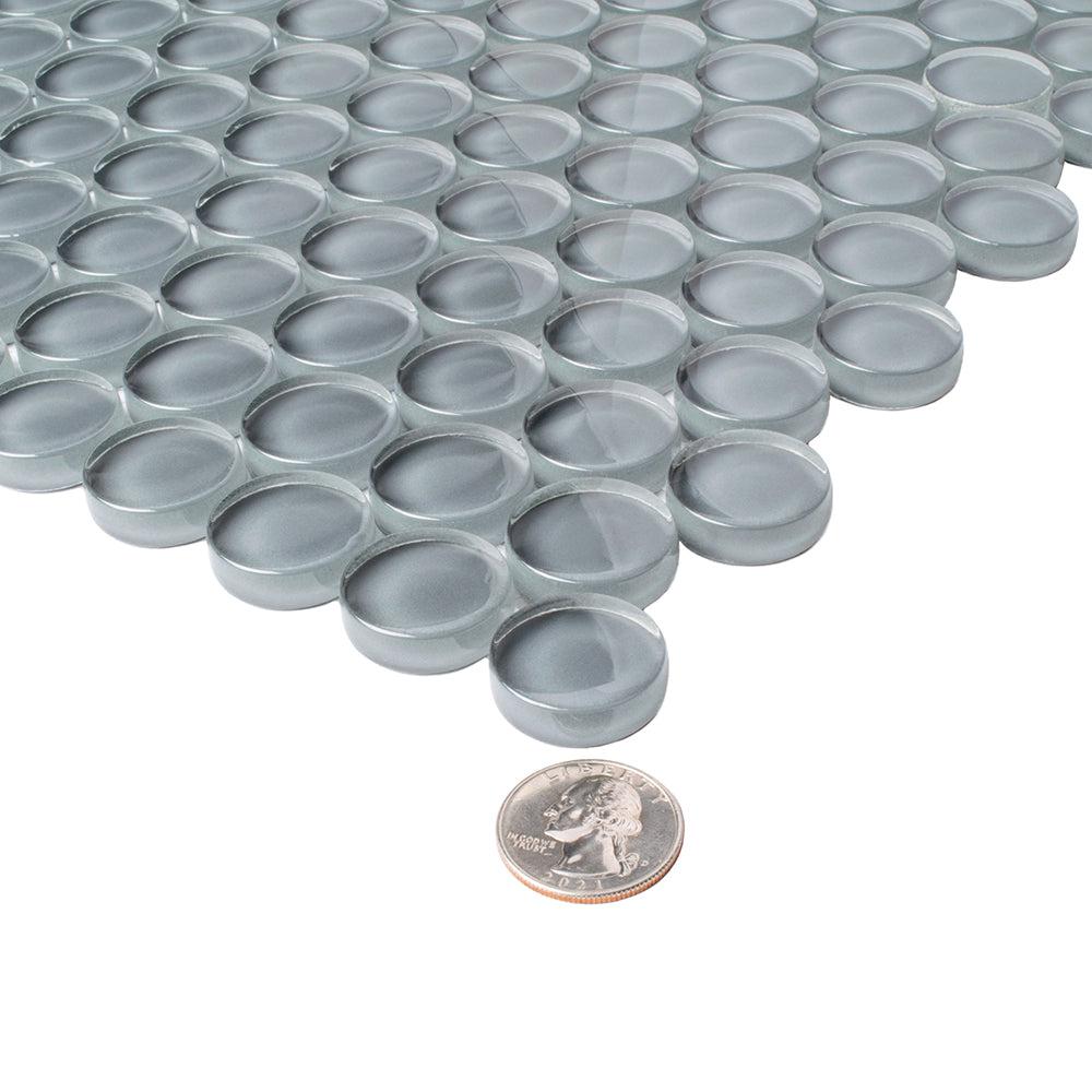 Cool Gray Penny Round Glass Tile | Tile Club