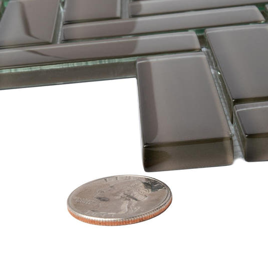 Dark Gray Herringbone Glass Tile | Tile Club