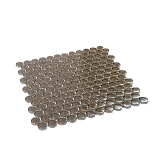 Dark Gray Penny Round Glass Tile | Tile Club