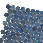 Denim Glass Round Penny Mosaic Tile