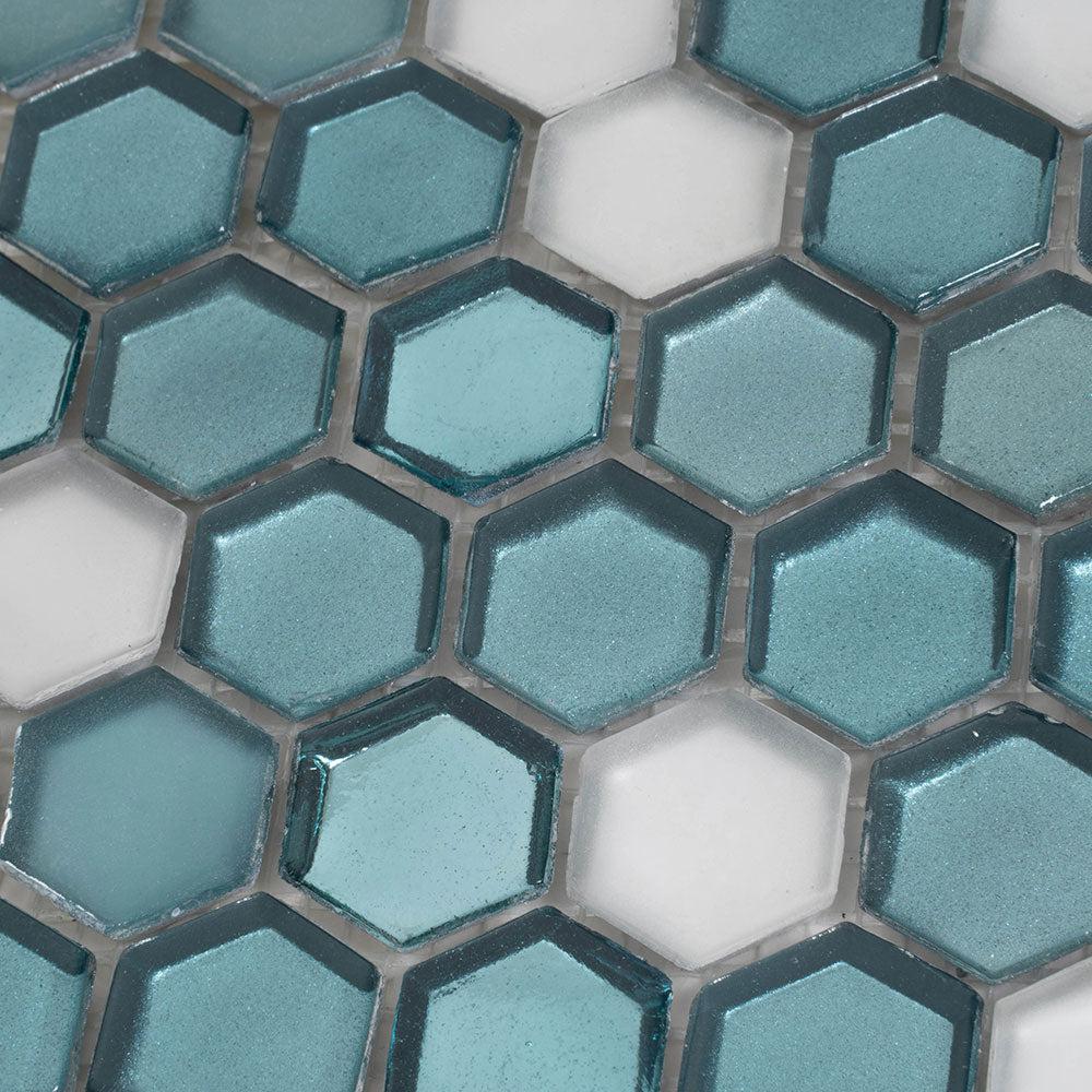 Emerald Hexagon Glass Mosaic Tile | Tile Club
