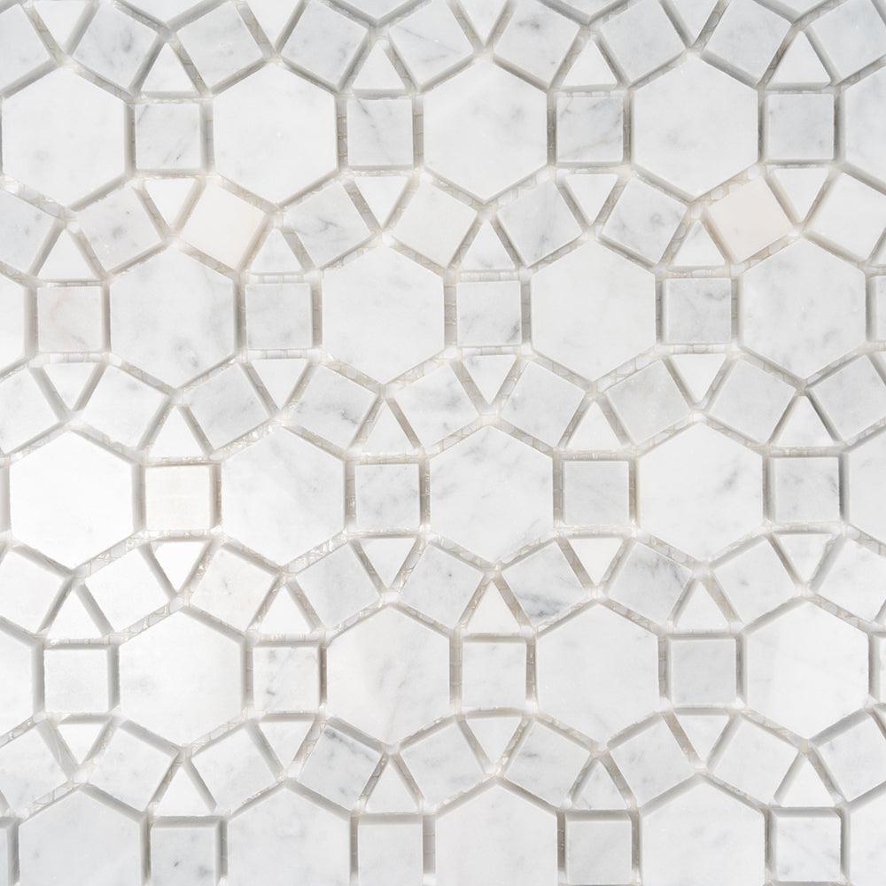 Enigma Bianco Carrara Marble Mosaic Tile