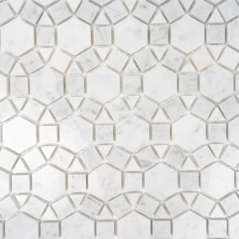 Enigma Bianco Carrara Marble Mosaic Tile | Tile Club
