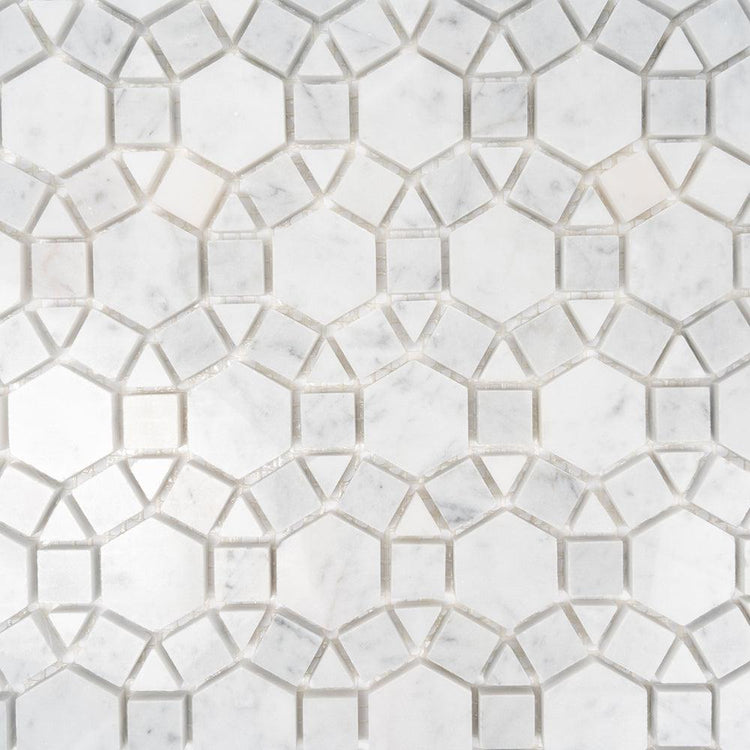 Enigma Bianco Carrara Marble Mosaic Tile | Tile Club