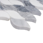 Falling Leaves Calacatta Bluette Marble Mosaic Tile | Tile Club
