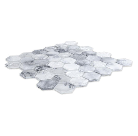 Frozen Dreams Hexagon Glass Mosaic Tile | Tile Club