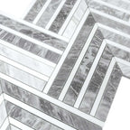 Geo Arrow Calacatta Bluette Marble Mosaic Tile | Tile Club