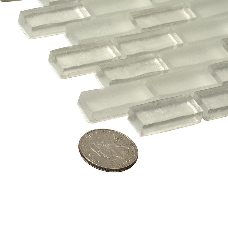 Glacial White Glass Brick Tile Sample | Tile Club