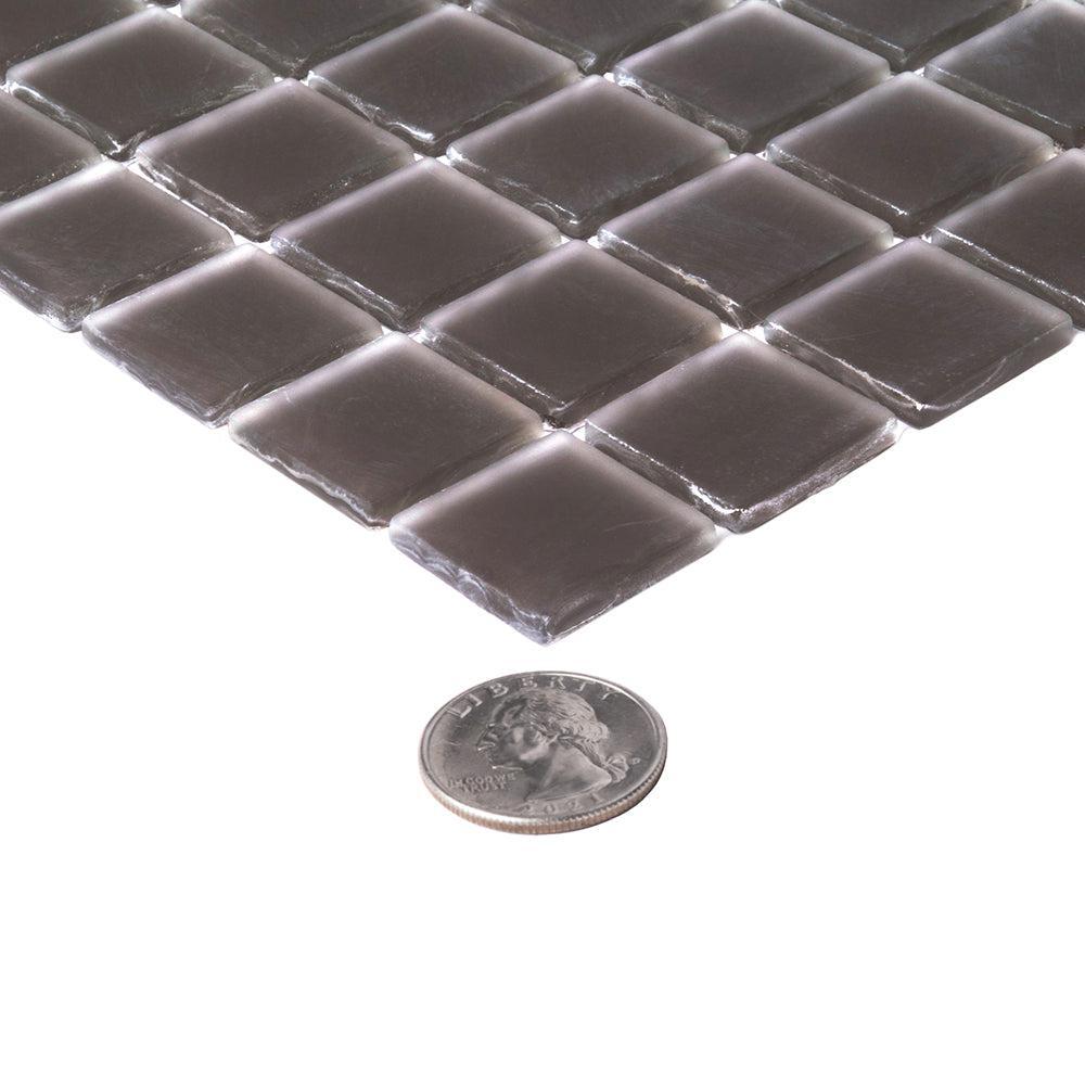 Glacier Ash Gray 1X1 Frosted Glass Tile | Tile Club