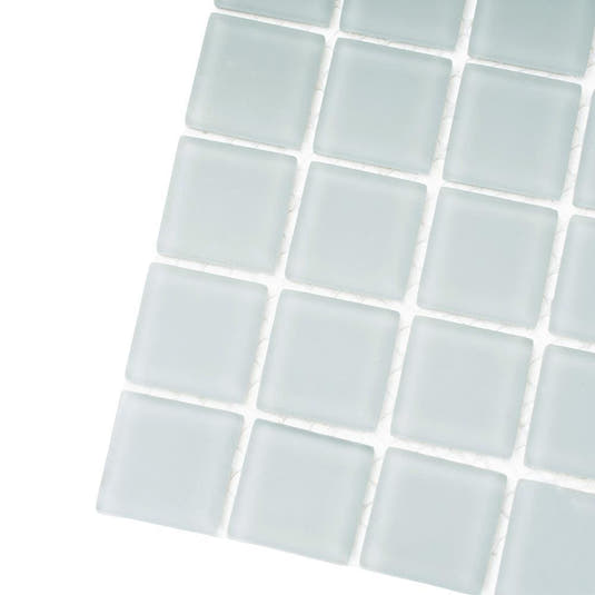Glacier Aura Gray 1X1 Frosted Glass Tile | Tile Club