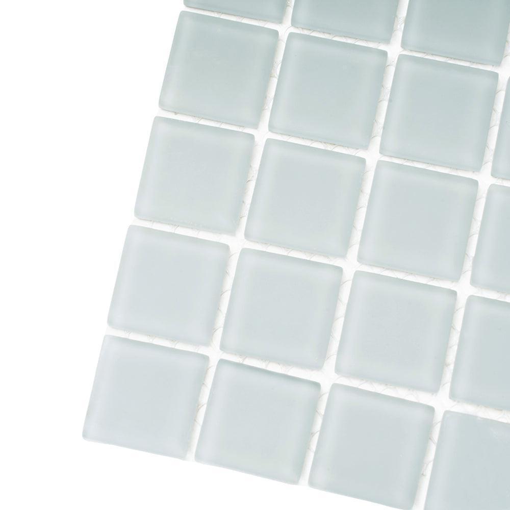 Glacier Aura Gray 1X1 Frosted Glass Tile | Tile Club