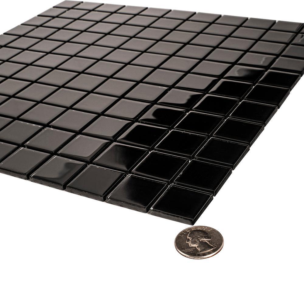 Glacier Black 1X1 Polished Glass Tile | Tile Club