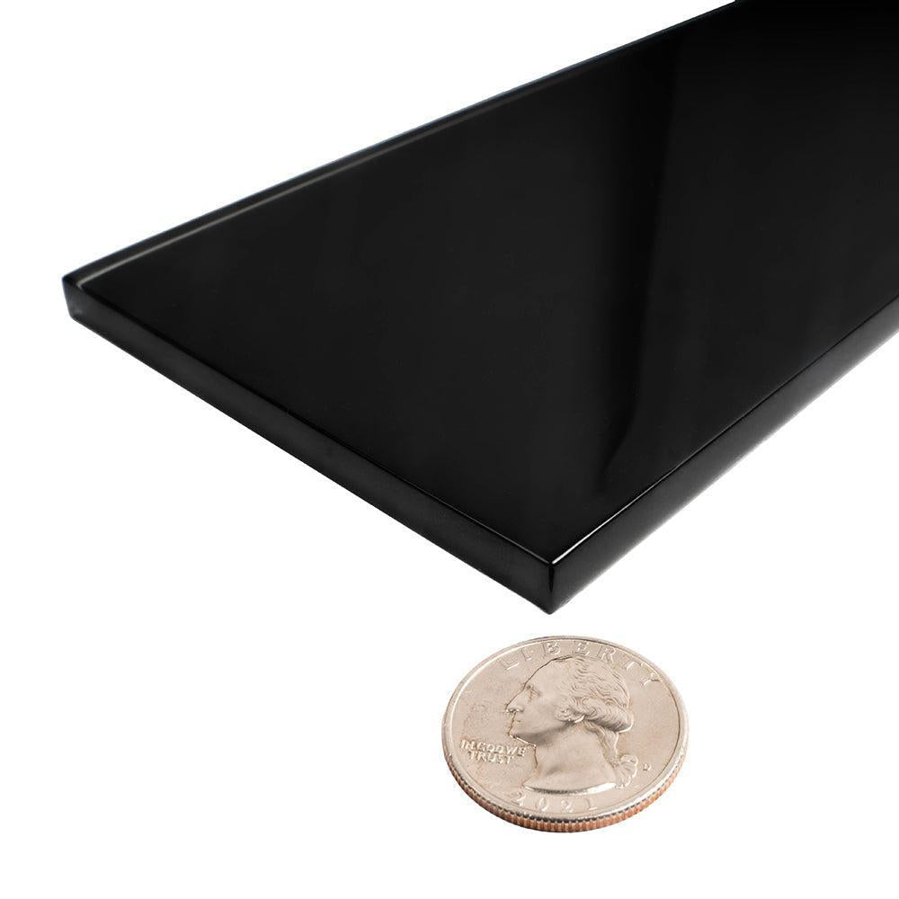 Glacier Black 4X16 Polished Glass Tile | Tile Club