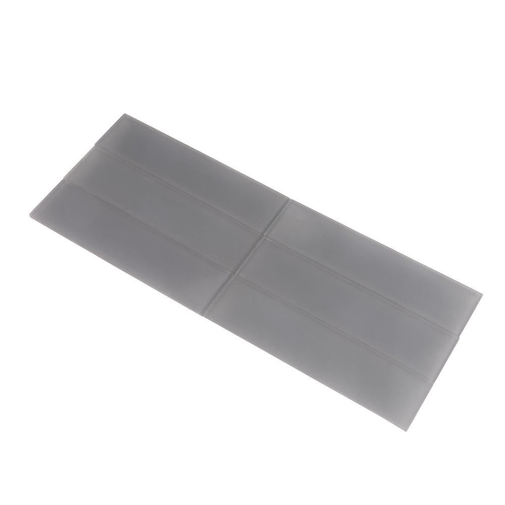 Glacier Dark Gray 3" x 12" Frosted Glass Tile | Tile Club
