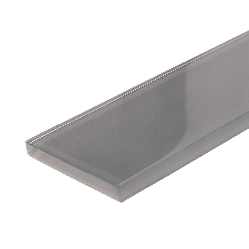 Glacier Dark Gray 3"x12" Polished Glass Tile | Tile Club
