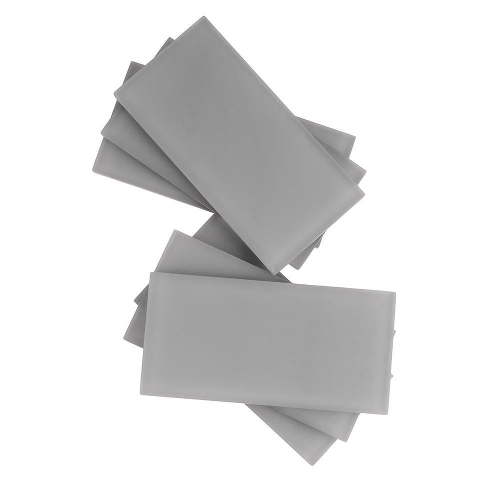 Glacier Dark Gray 3"x6" Frosted Glass Subway Tile | Tile Club