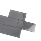 Glacier Dark Gray 3" x 6" Polished Glass Subway Tile | Tile Club
