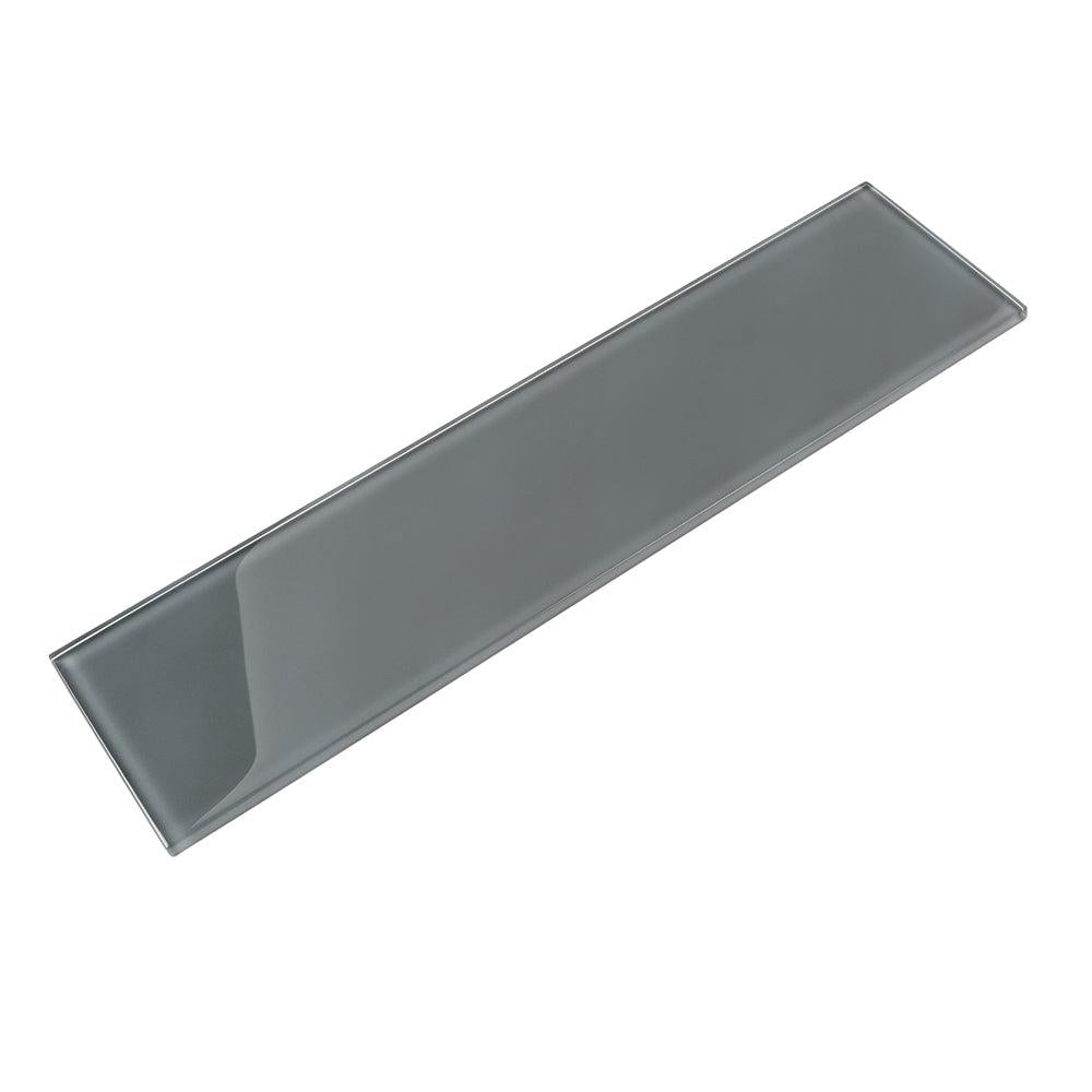 Glacier Dark Gray 4X16 Polished Glass Tile | Tile Club