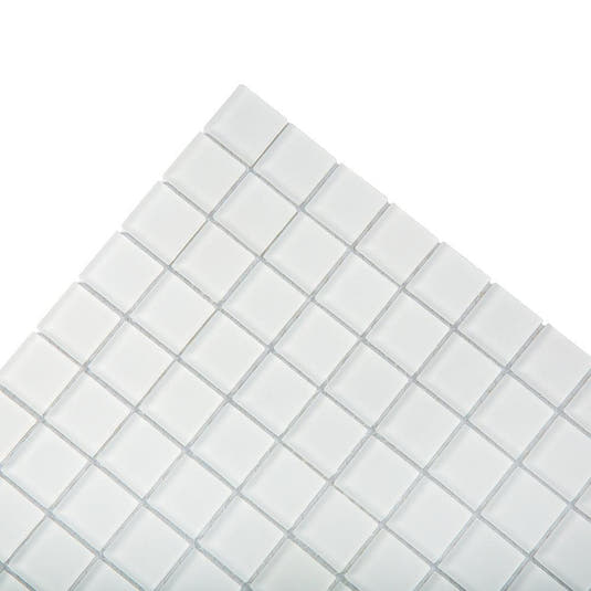 Glacier Pure White 1X1 Frosted Glass Tile | Tile Club