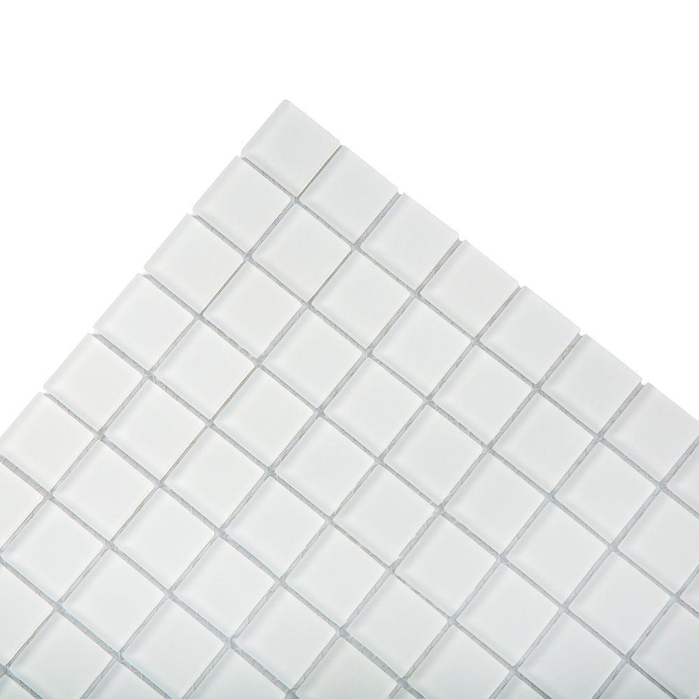 Glacier Pure White 1X1 Frosted Glass Tile | Tile Club