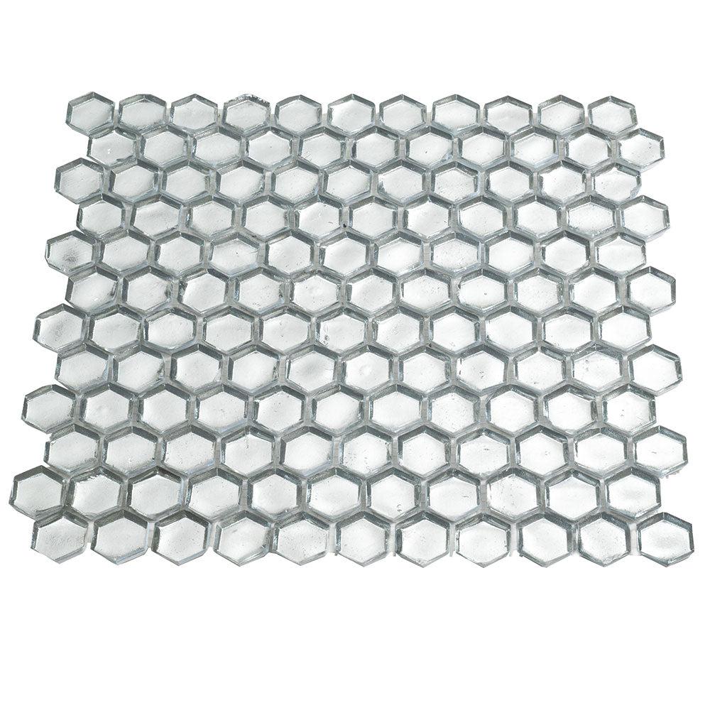 Glossy Silver Hexagon Glass Mosaic Tile | Tile Club