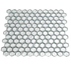 Glossy Silver Hexagon Glass Mosaic Tile | Tile Club