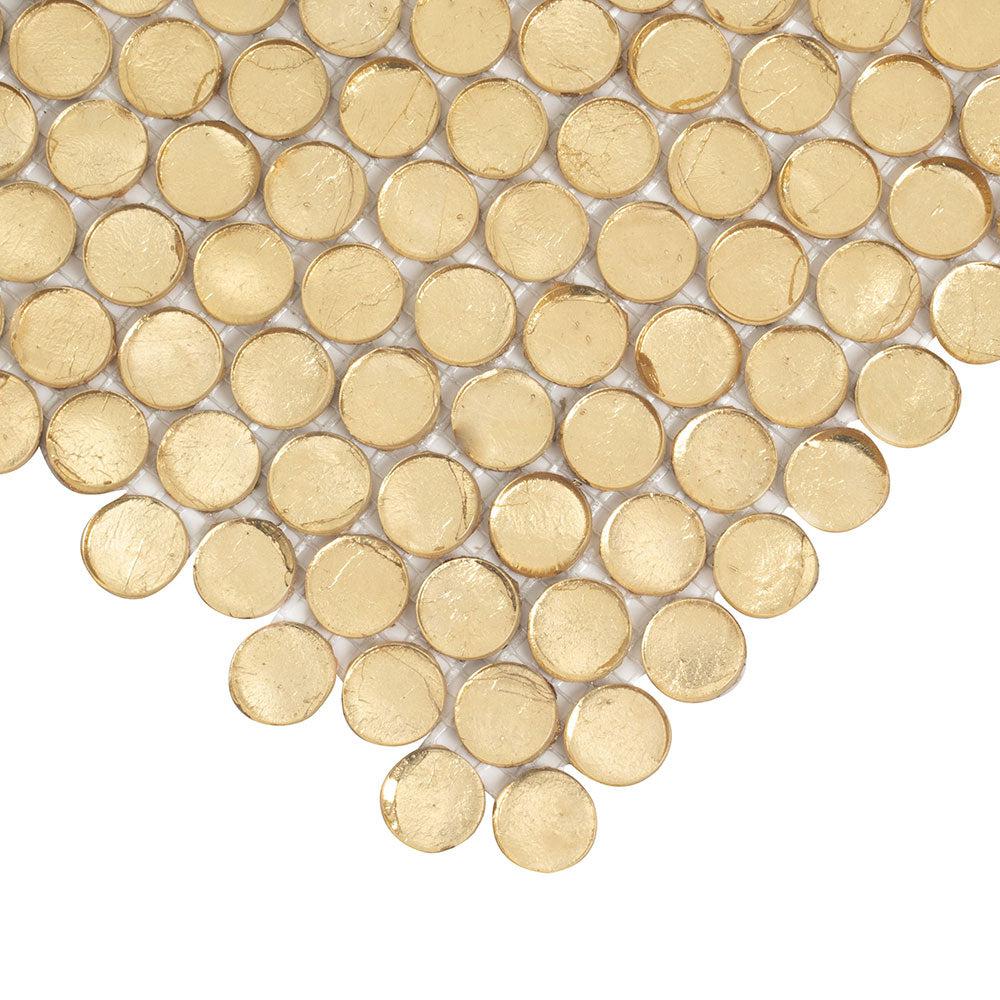 Gold Glass Penny Round Mosaic Tile | Tile Club
