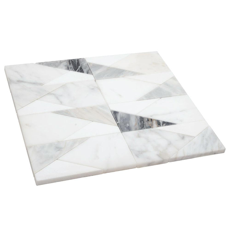 Gray and White Geometric Subway Tile Mosaic | Tile Club