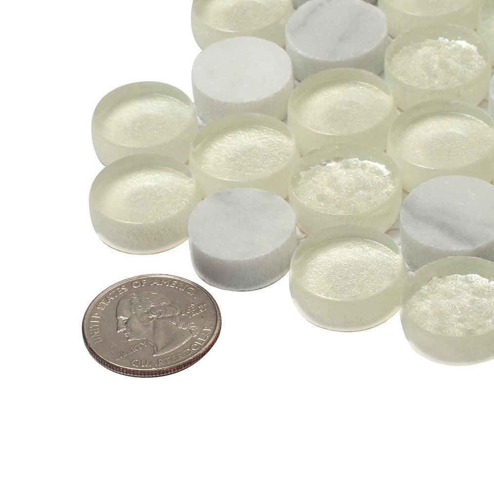 Ice Cold Penny Round White Glass Bianco Carrara Tiles | Tile Club