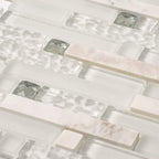 Ice Shale Rectangular White Glass And Stone Tile | Tile Club