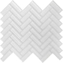 Ice White Herringbone Glass Tile