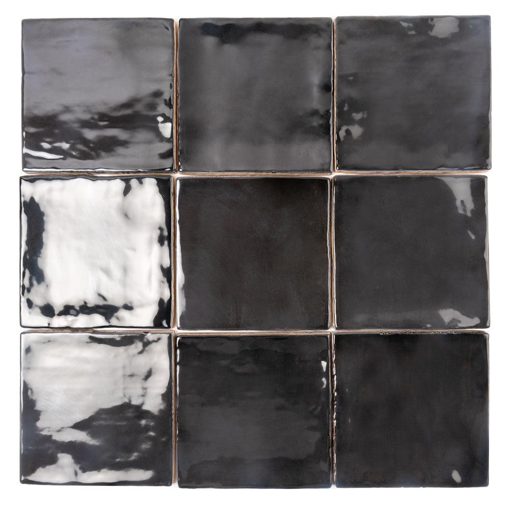 Lake Black Ceramic Square Tile 4x4 | Tile Club