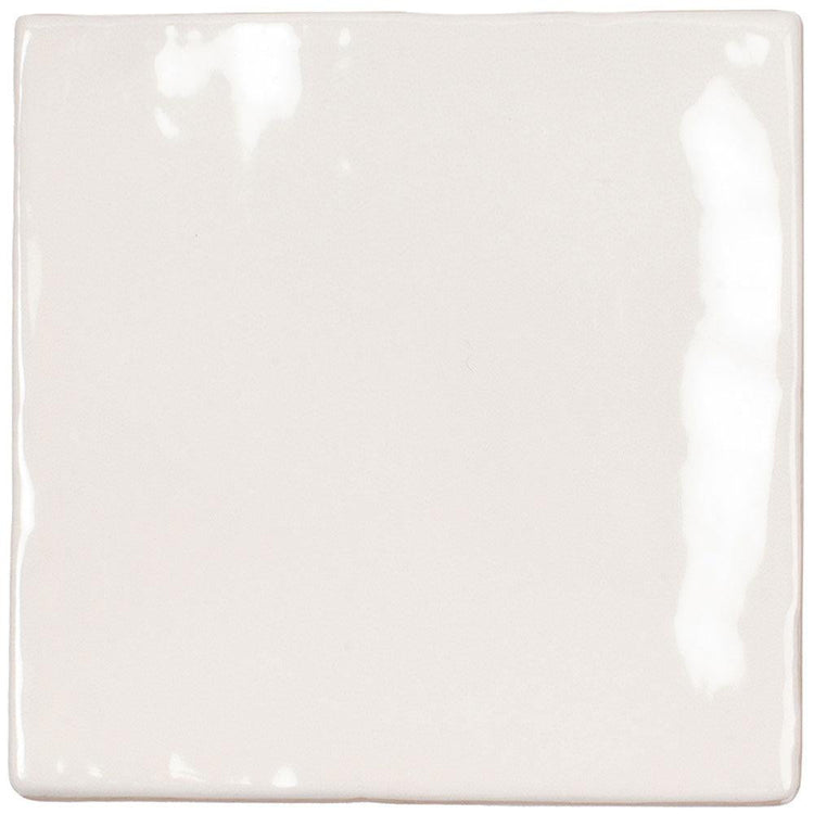 Lake White Glazed Ceramic Tile 4x4 Square | Tile Club
