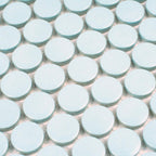 Light Blue Buttons Porcelain Penny Round Tile | Tile Club