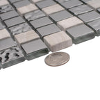 Lotus Grey Glass & Stone Mosaic Tile | Tile Club