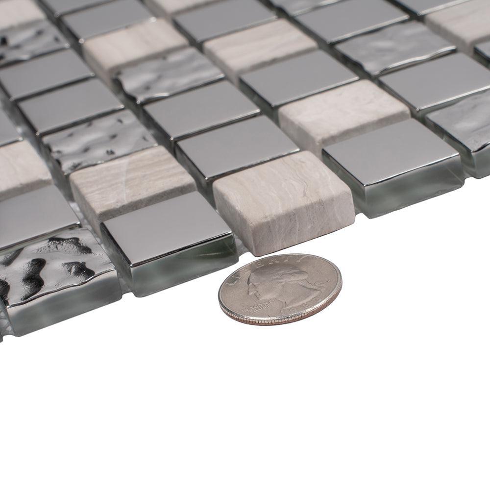 Lotus Grey Glass & Stone Mosaic Tile | Tile Club