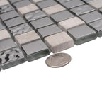 Lotus Grey Glass & Stone Mosaic Tile | Tile Club