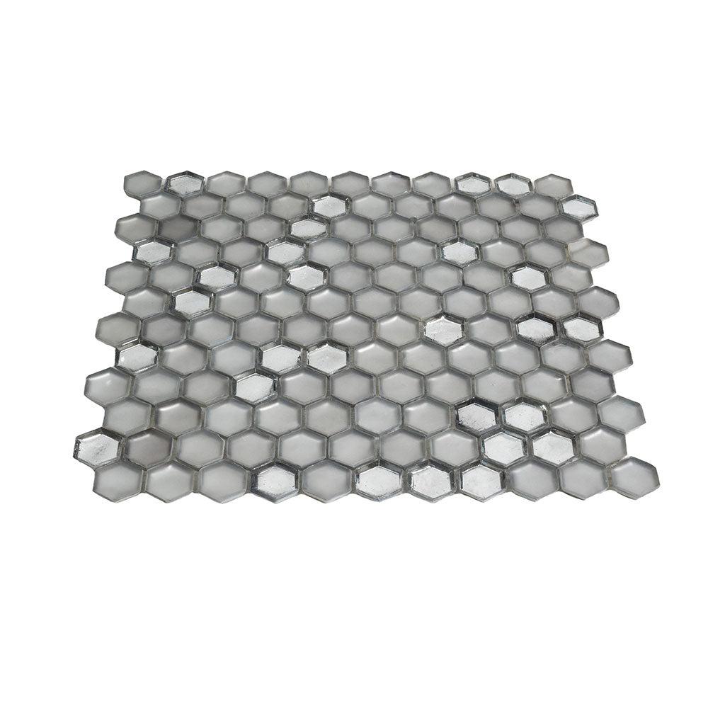 Matte Silver Hexagon Glass Mosaic Tile | Tile Club