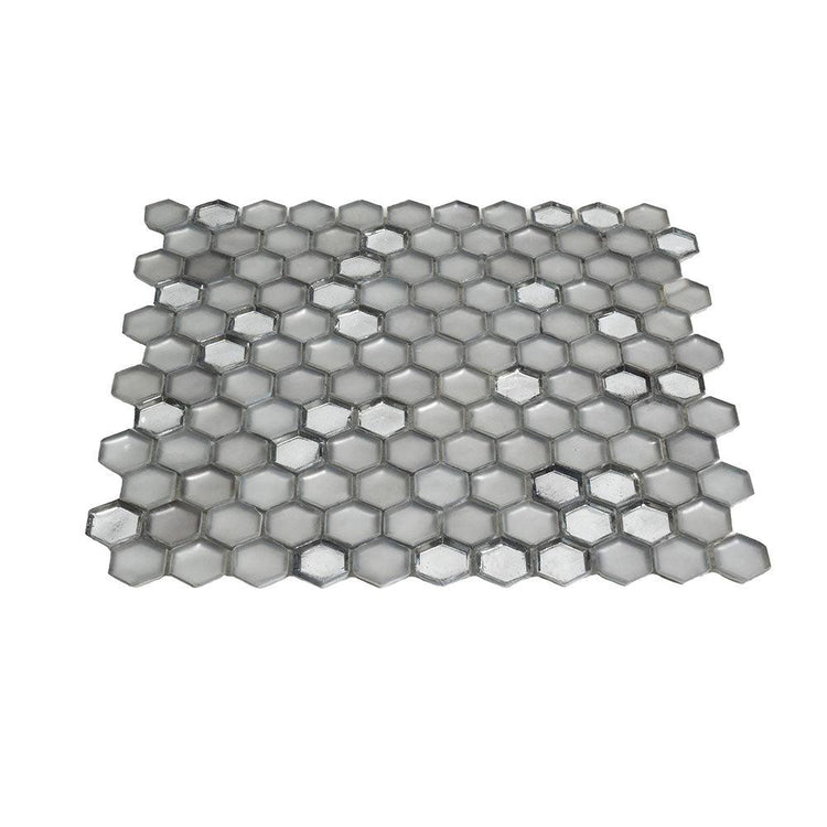 Matte Silver Hexagon Glass Mosaic Tile | Tile Club