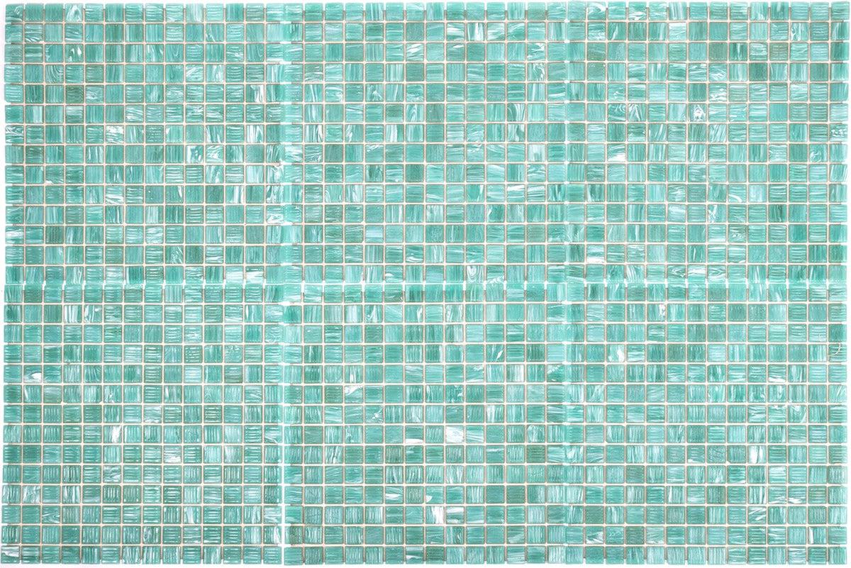 Mixed Blue Green Swirls Squares Glass Pool Tile | Tile Club