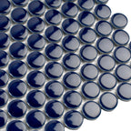 Navy Blue Buttons Porcelain Penny Round Tile | Tile Club
