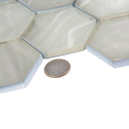 Sea Glass Hexagon Platinum White Mosaic Tile | Tile Club