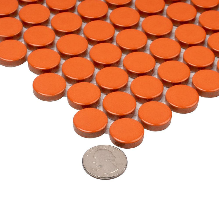 Orange Buttons Porcelain Penny Round Tile | Tile Club