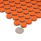 Orange Buttons Porcelain Penny Round Tile | Tile Club