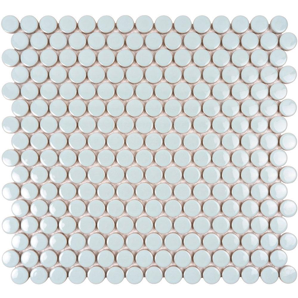 Pale Blue Buttons Porcelain Penny Round Tile