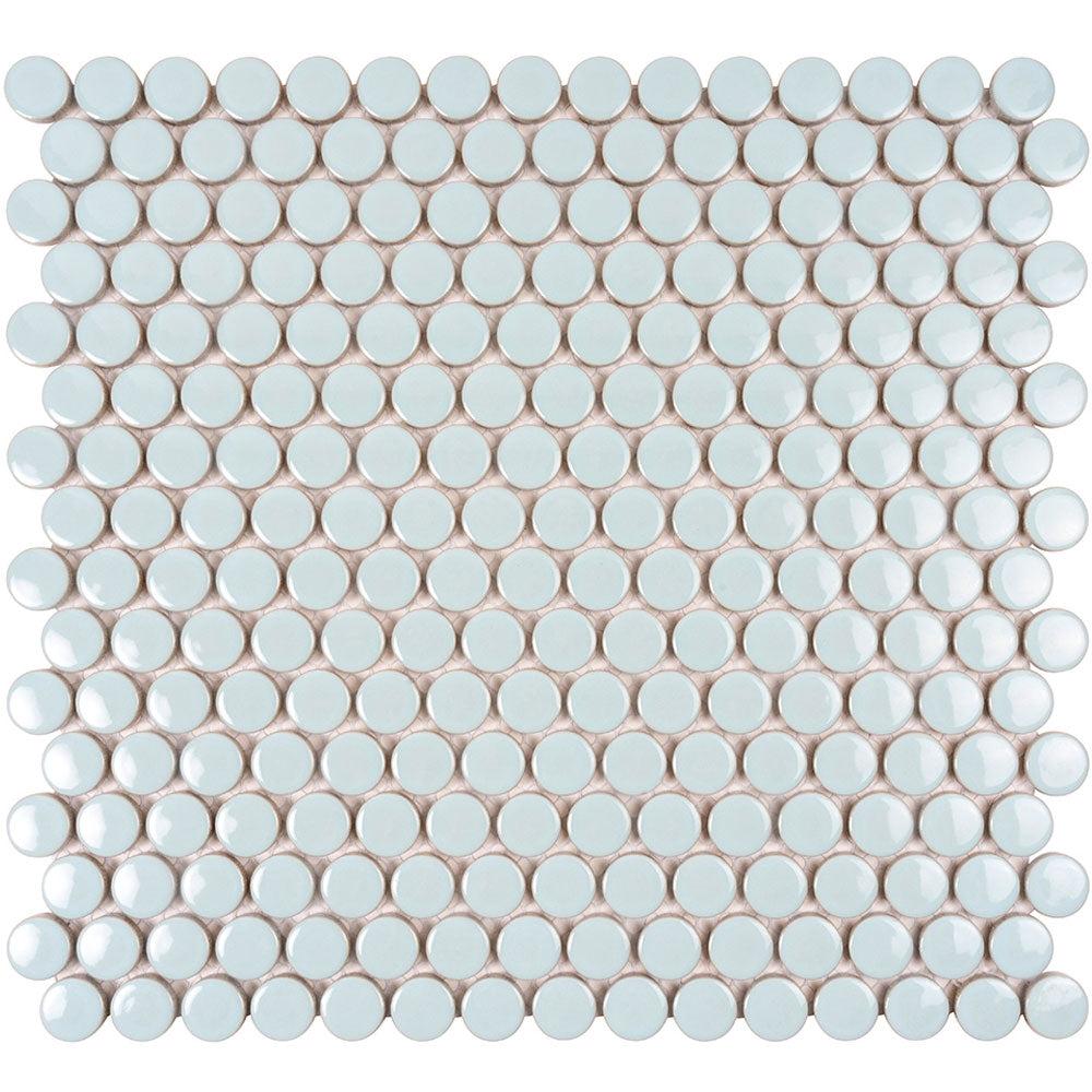 Pale Blue Buttons Porcelain Penny Round Tile