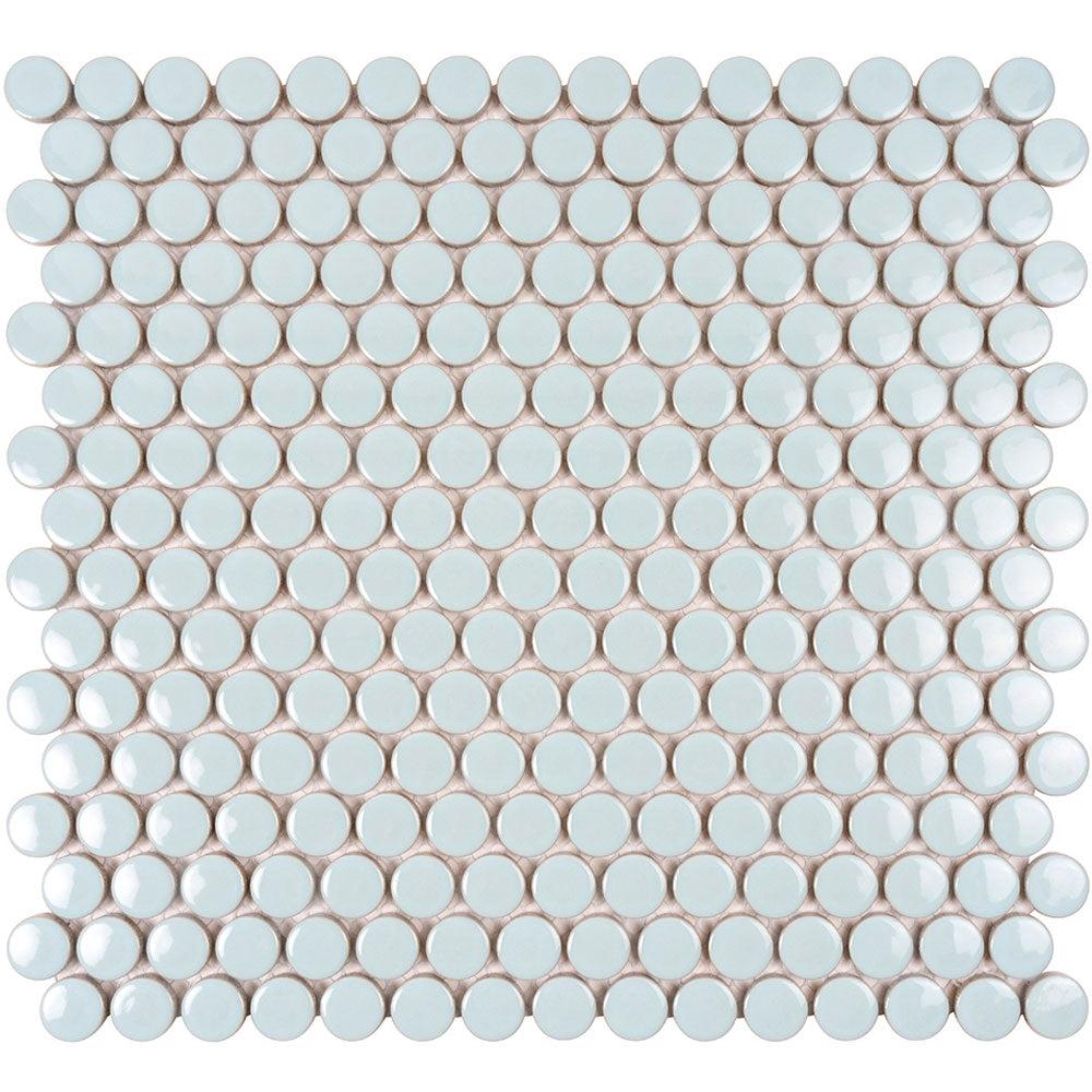 Pale Blue Buttons Porcelain Penny Round Tile Sample