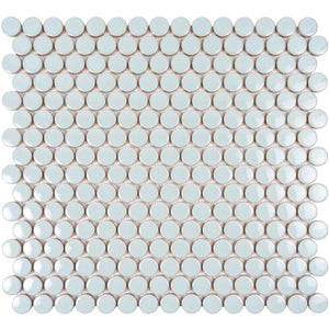 Pale Blue Buttons Porcelain Penny Round Tile Sample