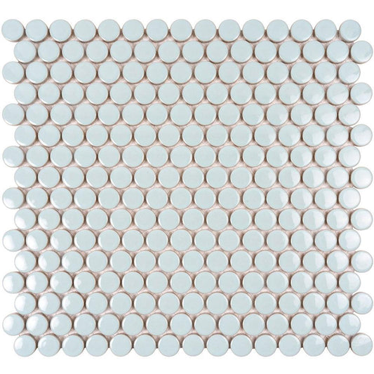 Pale Blue Buttons Porcelain Penny Round Tile Sample